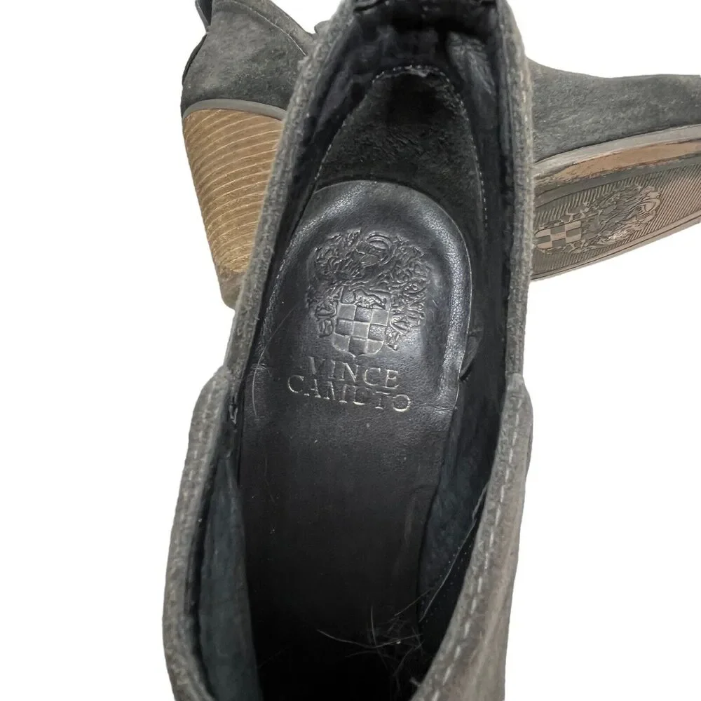 Vince Camuto Ankle Booties Francia Gray Suede US Size 9.5 EU 39.5 Heel 3.5 Inch